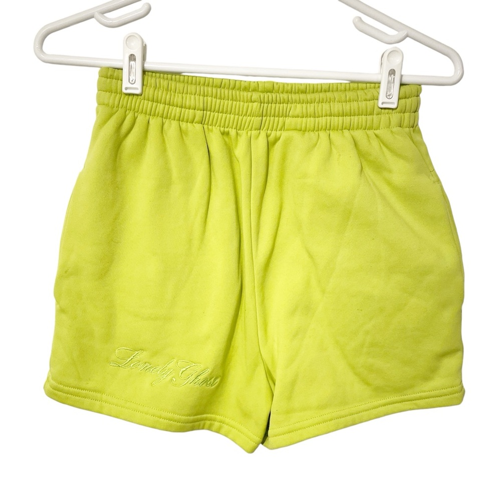 LONELY GHOST Neon Lime Athletic Shorts